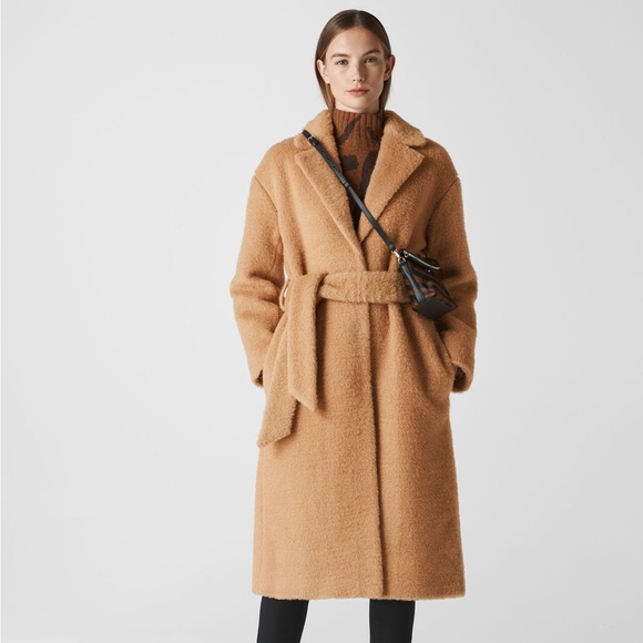 Whistles Long Textured Belted Coat - Picture 5 of 8